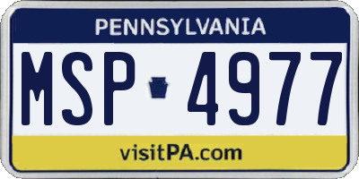 PA license plate MSP4977