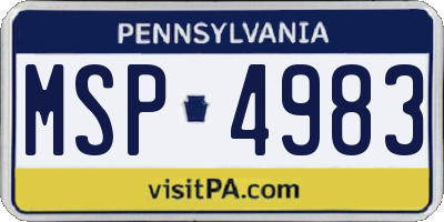 PA license plate MSP4983