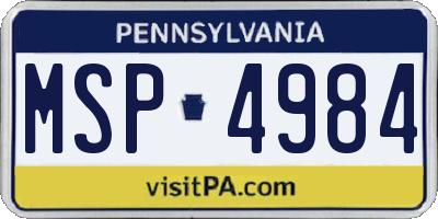 PA license plate MSP4984
