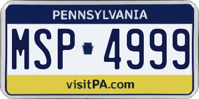 PA license plate MSP4999