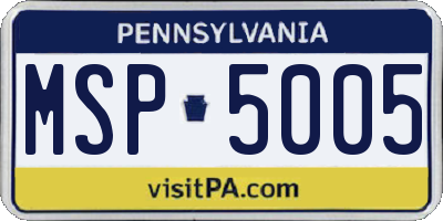PA license plate MSP5005