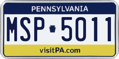 PA license plate MSP5011