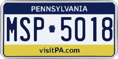 PA license plate MSP5018