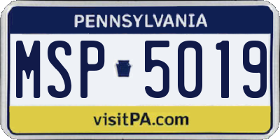 PA license plate MSP5019