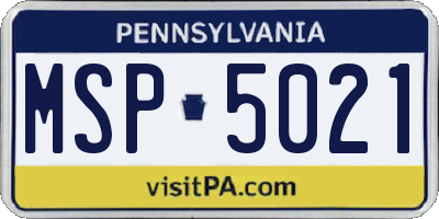 PA license plate MSP5021