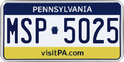 PA license plate MSP5025
