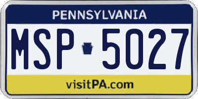 PA license plate MSP5027