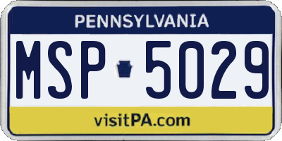 PA license plate MSP5029