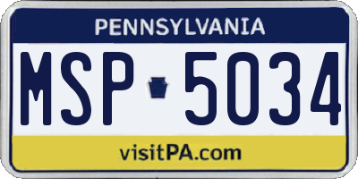 PA license plate MSP5034