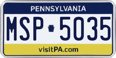 PA license plate MSP5035