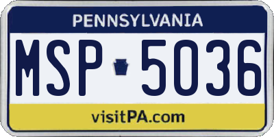 PA license plate MSP5036