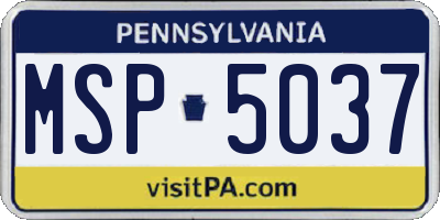 PA license plate MSP5037