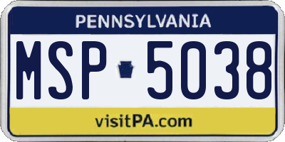 PA license plate MSP5038