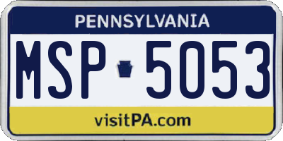 PA license plate MSP5053