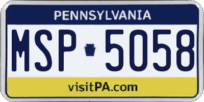 PA license plate MSP5058