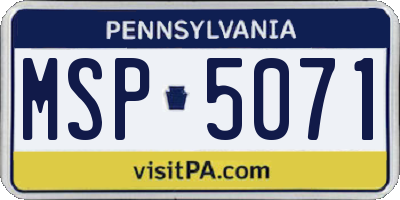 PA license plate MSP5071