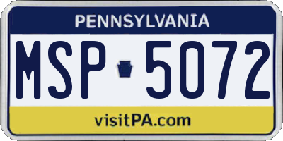 PA license plate MSP5072