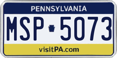 PA license plate MSP5073