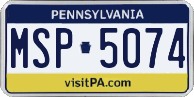 PA license plate MSP5074