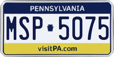 PA license plate MSP5075