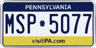 PA license plate MSP5077