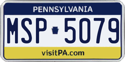 PA license plate MSP5079