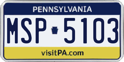 PA license plate MSP5103