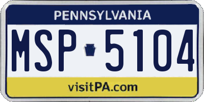 PA license plate MSP5104