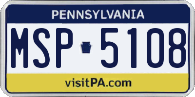 PA license plate MSP5108