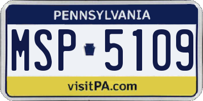 PA license plate MSP5109