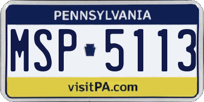 PA license plate MSP5113