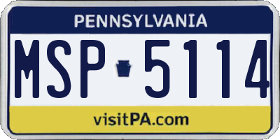 PA license plate MSP5114