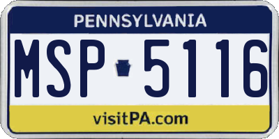 PA license plate MSP5116