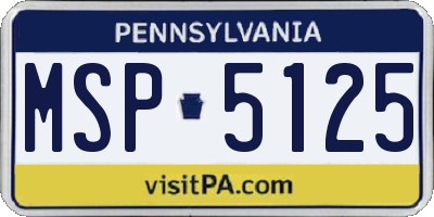 PA license plate MSP5125