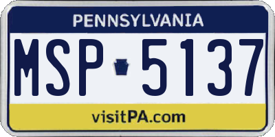 PA license plate MSP5137