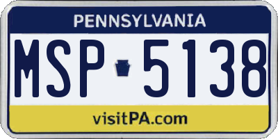 PA license plate MSP5138