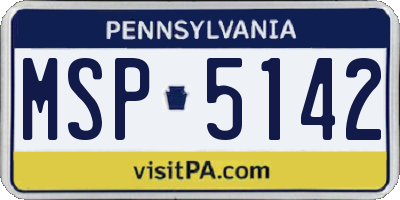 PA license plate MSP5142