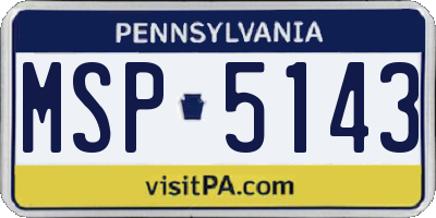 PA license plate MSP5143