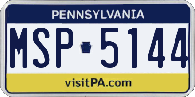 PA license plate MSP5144