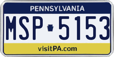 PA license plate MSP5153