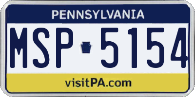 PA license plate MSP5154