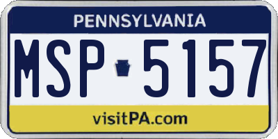 PA license plate MSP5157
