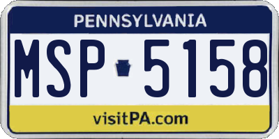 PA license plate MSP5158