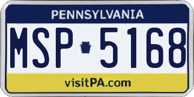 PA license plate MSP5168