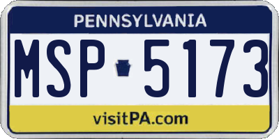 PA license plate MSP5173