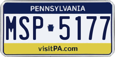 PA license plate MSP5177