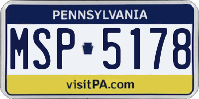 PA license plate MSP5178