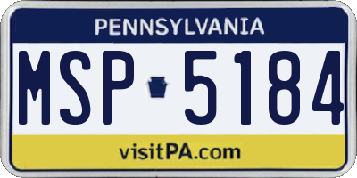 PA license plate MSP5184