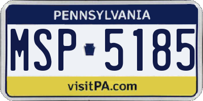 PA license plate MSP5185