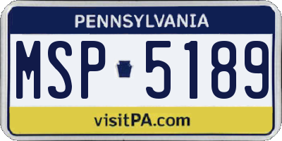 PA license plate MSP5189